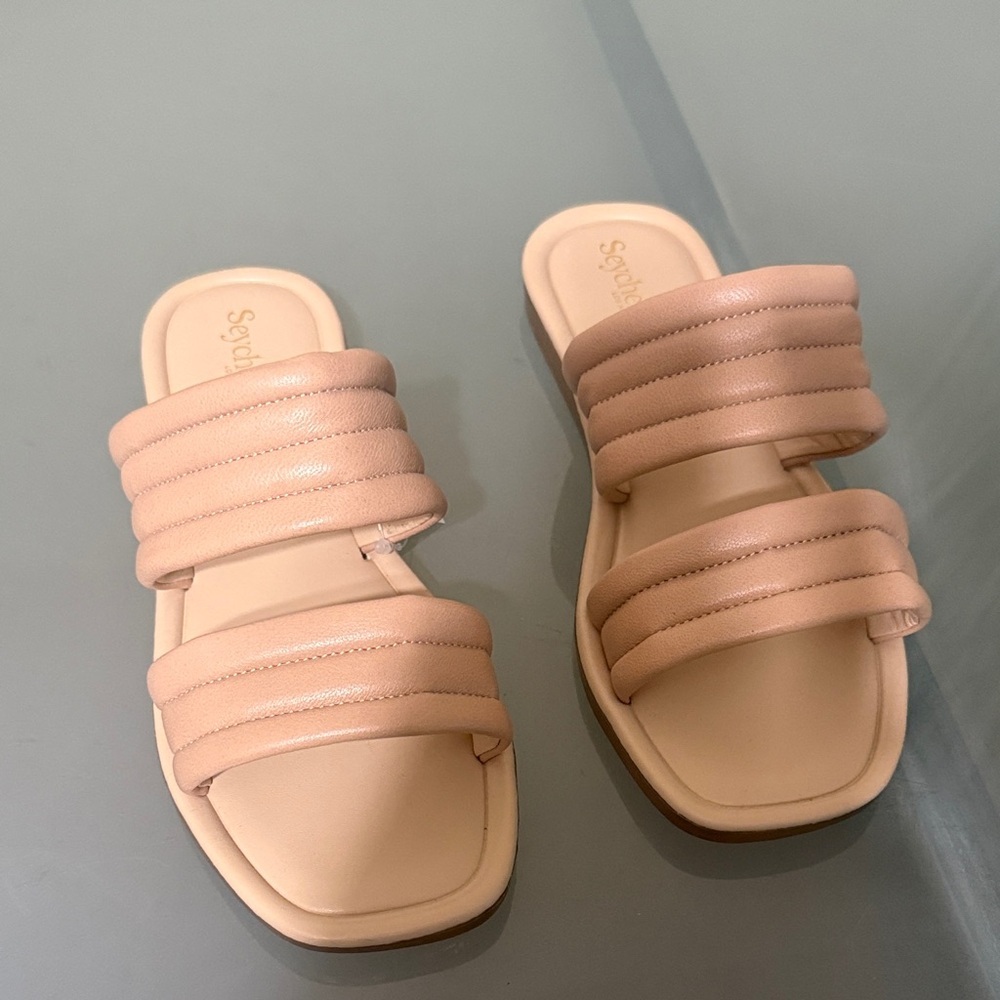 Seychelles Tan Slide Sandals – Size 8 – Flat Minimalist Summer Slides NEW - Picture 2 of 11
